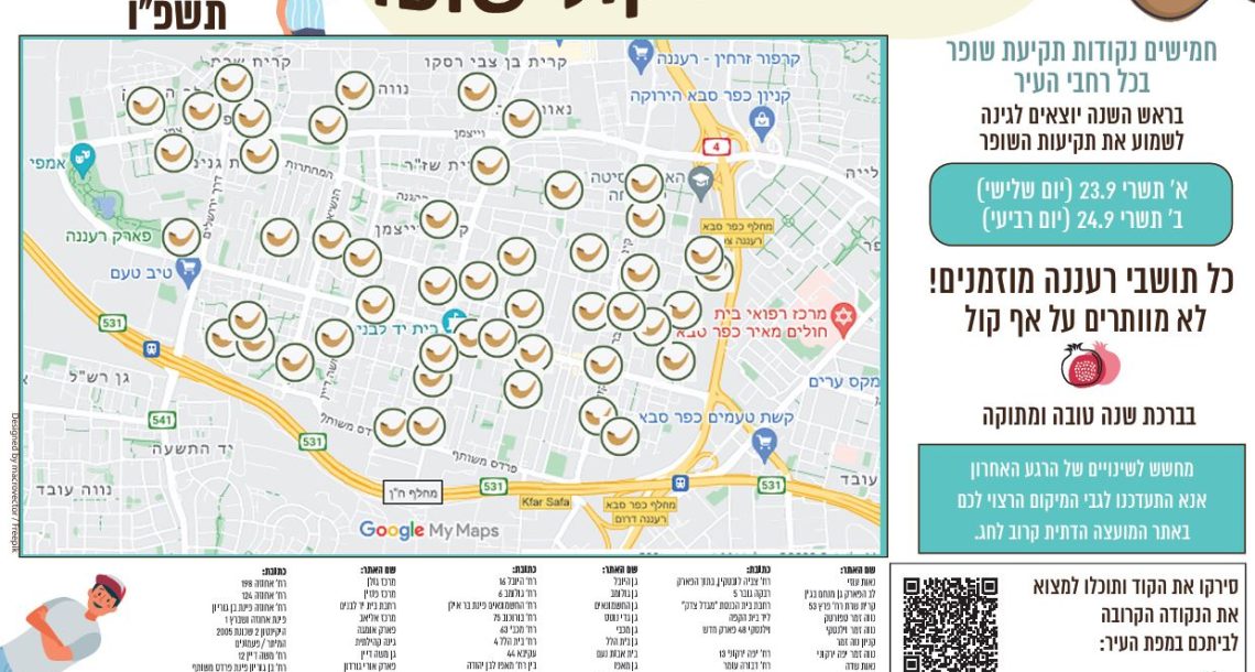 רעננה מתמלאת בקול שופר: עשרות נקודות תקיעה ברחבי העיר בראש השנה